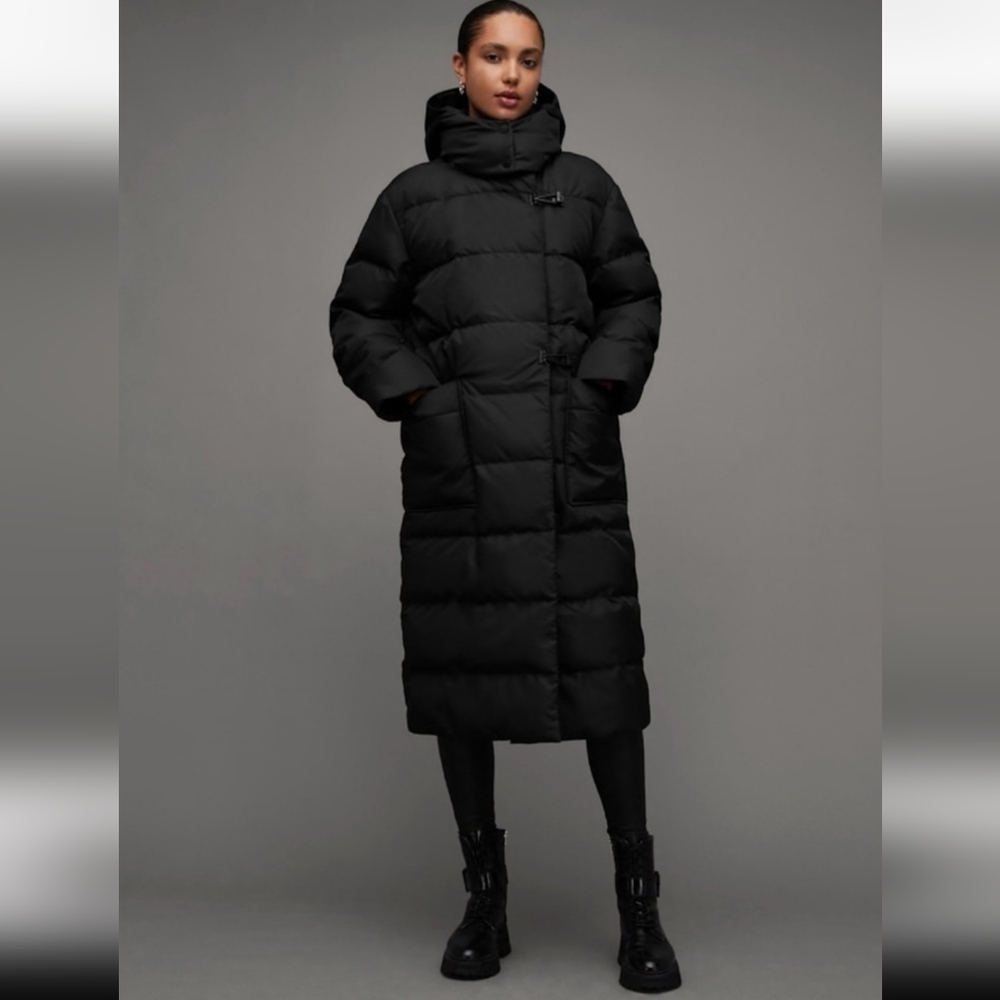 All Saints Allana Women’s Black Long Puffer Coat NWOT